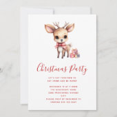 Invitation Joli renne de Noël avec cadeaux de Noël (Devant)