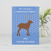 Invitation Joli renne de Noël avec noeud rouge personnalisé (Debout devant)