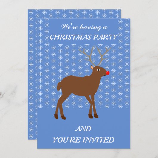 Invitation Joli renne de Noël avec noeud rouge personnalisé (Devant / Derrière)