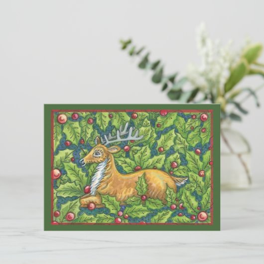 Invitation Joli renne de Noël en forêt avec Holly (Debout devant)