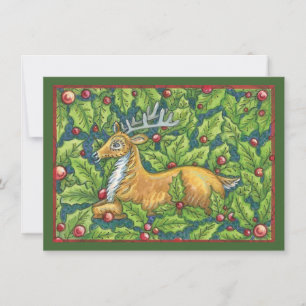 Invitation Joli renne de Noël en forêt avec Holly