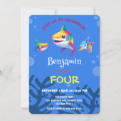 Invitation Joli requin arc-en-ciel coloré fête d'anniversaire (Devant)