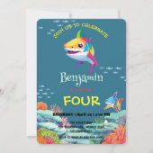 Invitation Joli requin coloré arc-en-ciel fête d'anniversaire (Devant)
