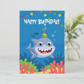Invitation Joli requin d'anniversaire sous l'eau (Debout devant)