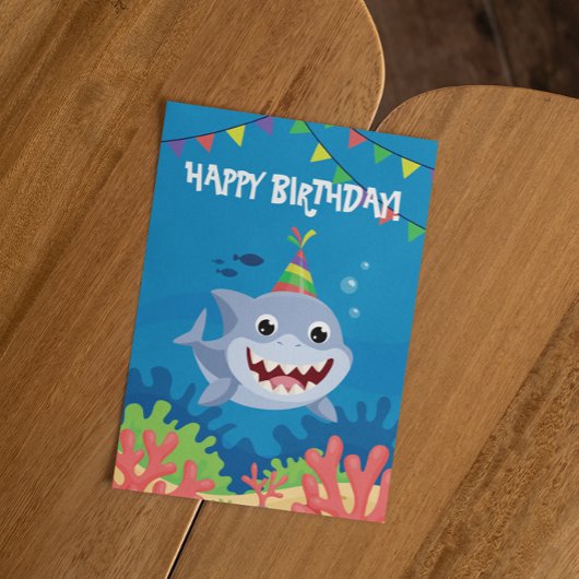 Invitation Joli requin d'anniversaire sous l'eau