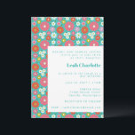 Invitation Joli Retro 60s Fleurs Bat mitzvah Turquoise<br><div class="desc">Jolie Super Retro 60s Fleurs Turquoise Bleu et Rose chaud Bat mitzvah Invitation</div>