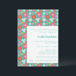 Invitation Joli Retro 60s Fleurs Bat mitzvah Turquoise<br><div class="desc">Jolie Super Retro 60s Fleurs Turquoise Bleu et Rose chaud Bat mitzvah Invitation</div>
