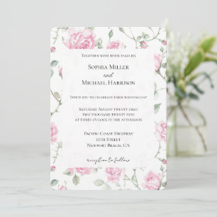 Invitation Joli romantique Roses Roses Roses Roses Rose Flora