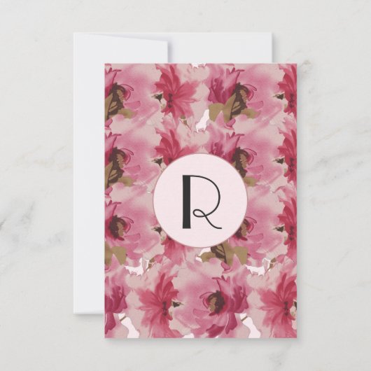 Invitation Joli rose Aquarelle Fleurs Motif (Dos)