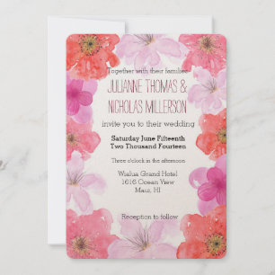 Invitation Joli rose Aquarelle Mariage Floral