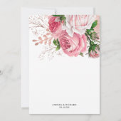 Invitation Joli rose Aquarelle Mariage Floral (Dos)