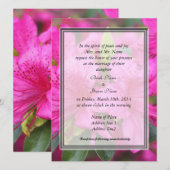 Invitation joli rose azalea fleurs mariage (Devant / Derrière)