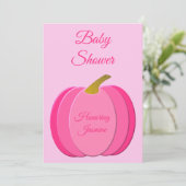 Invitation Joli rose bébé fille Baby shower Citrouille sur me (Debout devant)
