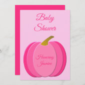 Invitation Joli rose bébé fille Baby shower Citrouille sur me (Devant / Derrière)
