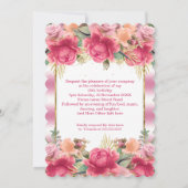 Invitation Joli rose blanc fête d'anniversaire Fleurs florale (Dos)