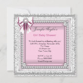 Invitation Joli rose blanc mignon fille Baby shower dentelle (Dos)