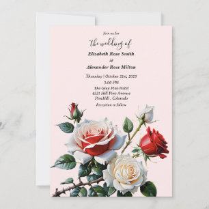 Invitation Joli rose blanc rose rose rose mariage floral