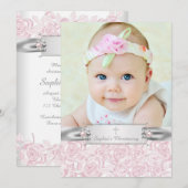 Invitation Joli Rose Christening (Devant / Derrière)