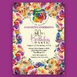 Invitation Joli Rose coloré 90e anniversaire<br><div class="desc">Colorful Joli Rose 90e Anniversaire Invitation. Il Est Facile De Changer L'Exemple De Texte En Vous Propre En Cliquant Sur Personnaliser. Cliquez Sur Personnaliser/Modifier Avec L'Outil De Création Pour Modifier Le Type De Police, La Couleur De Police, La Taille De Police, Ou Pour Ajouter/Supprimer/Modifier Le Texte Ou Les Éléments De...</div>