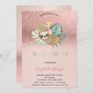 Invitation Joli Rose dormant Baby shower Gold Bokeh
