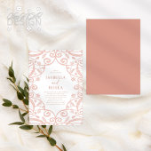 Invitation Joli Rose doux Or Floral Mariage dentelle