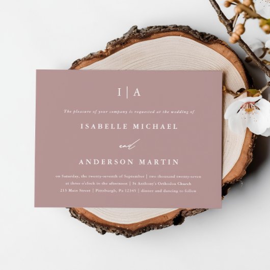 Invitation Joli Rose Dusty Monogram Mariage photo