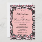 Invitation Joli rose et noir Mariage moderne (Devant)