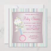 Invitation Joli rose et Turquoise bleu bébé fille douche (Dos)