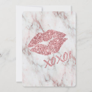 Invitation Joli Rose Faux Parties scintillant XOXO Kiss