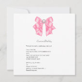 Invitation Joli rose fête d'anniversaire Blanc Diamond Bow (Dos)