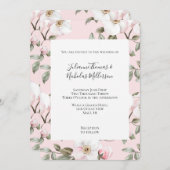 Invitation Joli rose Fleurs blanches Mariage (Devant / Derrière)