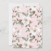 Invitation Joli rose Fleurs blanches Mariage (Dos)