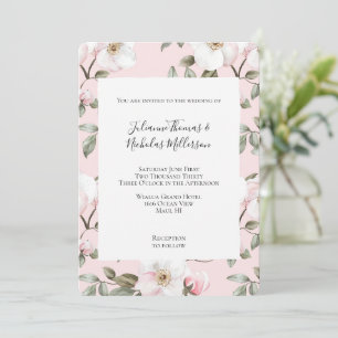 Invitation Joli rose Fleurs blanches Mariage
