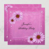 Invitation Joli rose Fleurs d'anniversaire n'importe quel âge (Devant / Derrière)