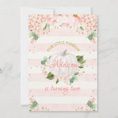 Invitation Joli rose Floral Blanc Citrouille Anniversaire (Dos)