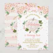 Invitation Joli rose Floral Blanc Citrouille Anniversaire (Devant / Derrière)