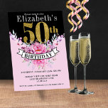 Invitation Joli rose Floral Or 50e anniversaire<br><div class="desc">Joli rose Floral Or et Noir 50e anniversaire pour les femmes. Il Est Facile De Changer L'Exemple De Texte En Vous Propre En Cliquant Sur Personnaliser. Cliquez Sur Personnaliser Pour Modifier Le Type De Police, La Couleur De Police Ou La Taille De Police Ou Pour Ajouter/Supprimer/Modifier Le Texte Ou Les...</div>