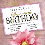 Invitation Joli rose Floral Or 70e anniversaire<br><div class="desc">Jolie Fleurs Roses Or 70ème Anniversaire Invitation Pour Femmes. Il Est Facile De Modifier Les Informations De L'Exemple En Cliquant Sur Personnaliser. Cliquez Sur Personnaliser Pour Modifier Le Type De Police, La Couleur De Police, La Taille De Police Ou Pour Ajouter/Supprimer/Modifier Le Texte Ou Les Éléments De Création. Ces Invitations...</div>