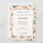 Invitation Joli Rose Floral Rose Peach Crème Anniversaire (Devant)