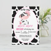 Invitation joli rose floral Saint-Vache 1er anniversaire (Debout devant)