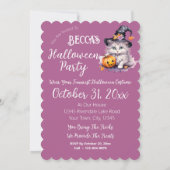 Invitation Joli rose Halloween fête d'anniversaire Kitten Cit (Dos)