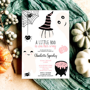 Invitation Joli rose Halloween petit garçon fille baby shower