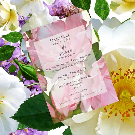 Invitation Joli rose ivoire Floral Moderne Mariage classique