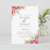 Invitation Joli rose Magenta Aquarelle Mariage Floral (Debout devant)