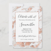 Invitation Joli Rose Or Blanc Glitzy Marbre Anniversaire (Devant)