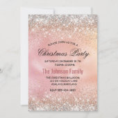 Invitation Joli rose or faux argent parties scintillant Noël (Devant)