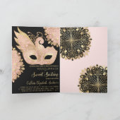Invitation Joli rose or noir Mascarade Masque Sweet 16 (Intérieur)