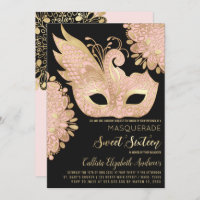 Joli rose or noir Mascarade Masque Sweet 16