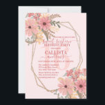Invitation Joli rose Painted Fleurs Parties scintillant Cadre<br><div class="desc">Cette invitation d'anniversaire élégante, moderne et artistique en sweet sixteen est parfaite pour la journée spéciale de votre fille. Il présente une aquarelle peinte à la main rose rose, jaune doré, marron châtaignier, fleurs vertes et arrangements feuille sur un arrière - plan rose vif simple avec une double bordure géométrique...</div>