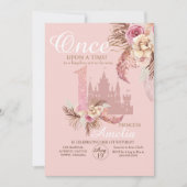 Invitation Joli Rose Pampas Château Rose Fleur 1er Anniversai (Devant)